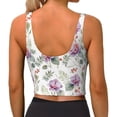 thumbnail image 3 of Haiem Orchids Flowers Pattern Womens Sports Bra - U Neck Padded Low Impact Yoga Bra Workout Crop Top Gym Moisture-Wicking Workout Vest -Small, 3 of 9