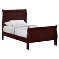 thumbnail image 2 of 6pc Louis Philip Transitional Twin Size Bedroom Set Panel Bed Dresser Mirror Chest 2x Nightstands Cherry Brown Finish Wooden Furniture, 2 of 7