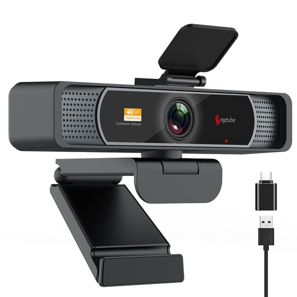 Angetube Wide Angle 4K Webcam for PC - 120° FOV, PDAF Autofocus, 2 Noise-Cancelling Mics, 1080P@60FPS, Auto Light Correction, USB-A/C, Privacy Co