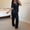 Black, variant on Women Pajama Set Solid Bow Detail Short Sleeve Top with Elastic Waist Long Pants Soft Outfit