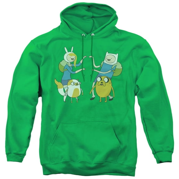 Adventure Time Meet Up Adult Pullover Hoodie Sweatshirt Kelly Green