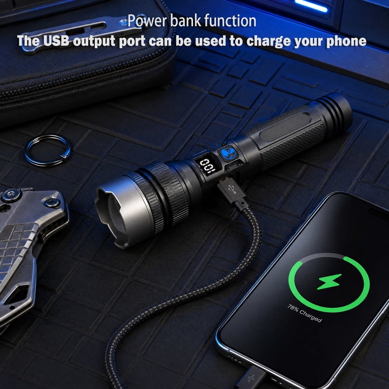 Juyafio Flashlight High Lumens Waterproof USB Rechargeable