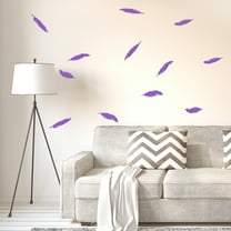 Unique Bargains Feather Shape Removable Peel and Stick Wall Decals Sticker Perfect Decor Office Living Room Purple 12pcs
