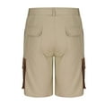 thumbnail image 4 of ctdiral Mens Linen Cargo Shorts Casual Loose Fit Button Work Shorts Summer Multi Pockets Beach Shorts Trendy Color Block Lounge Short Pants, 4 of 6