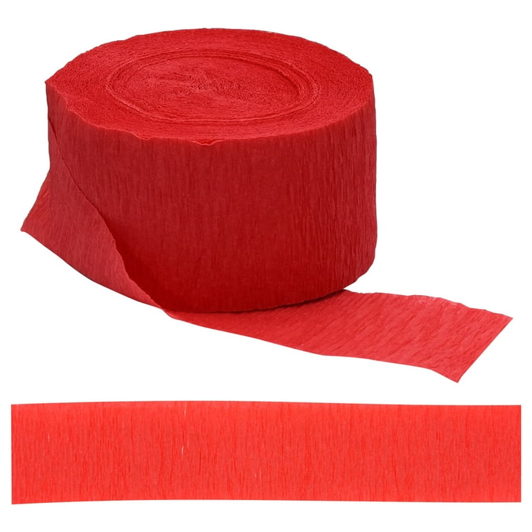PartyWoo Crepe Paper Streamers 4 Rolls 328ft, Pack of Red Crepe Paper