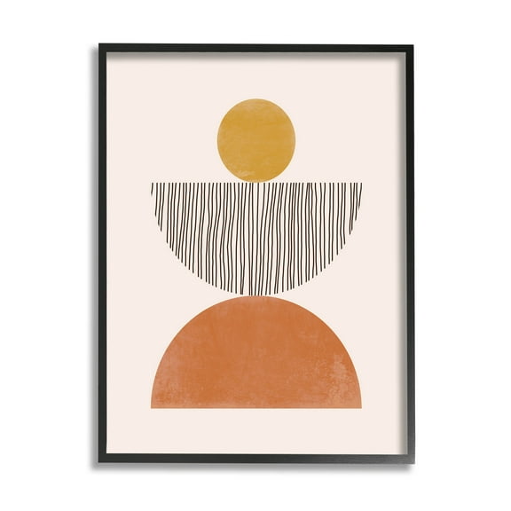 Stupell Industries Modern Balancing Shapes Stripes Pattern Graphic Art Black Framed Art Print Wall Art, Design by JJ Design House LLC