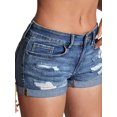 thumbnail image 6 of hirigin Women Ripped Denim Jean Shorts Mid Waist Rolled Cuff Distressed Stretchy Short Jeans Summer Jeans, 6 of 8