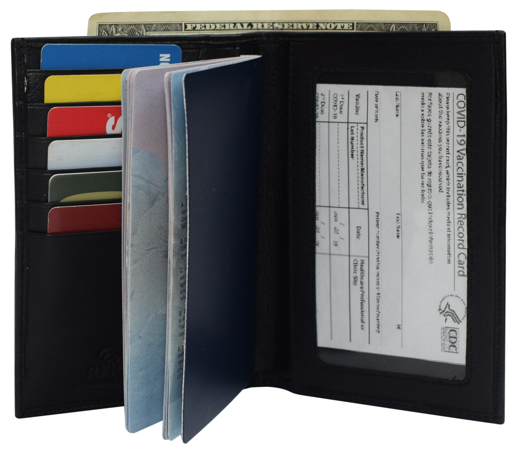 Felda Genuine Leather Passport Holder RFID Protection and Multiple Card Slots