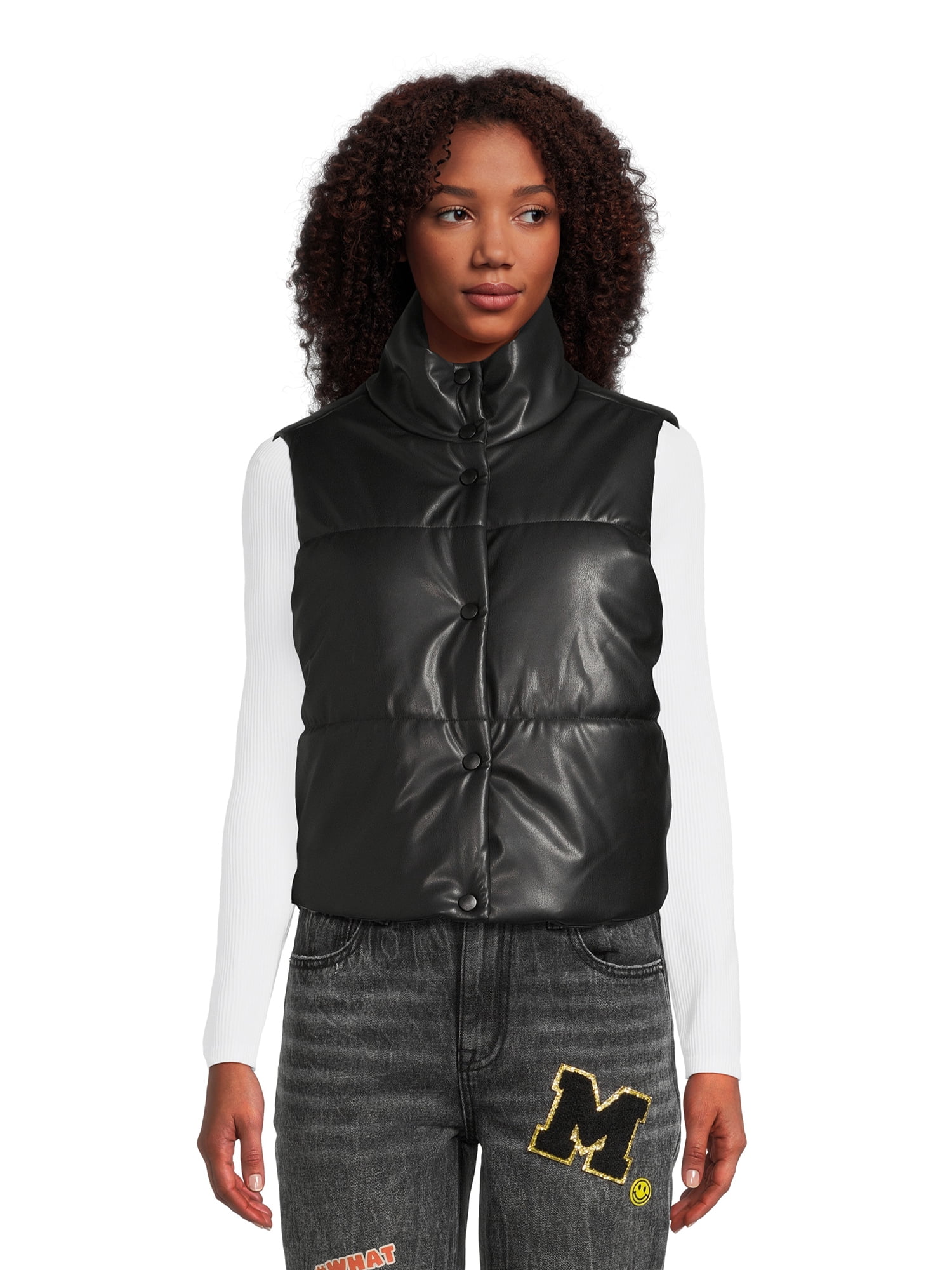 No Boundaries Juniors Standard and Plus Puffer Vest, Sizes XS-4X