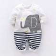 thumbnail image 3 of Combinaison à Rayures Éléphant pour Bébé Fille Garçon, Barboteuse, Justaucorps, Tenues, Vêtements, 3 of 3