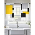 thumbnail image 5 of Yellow Black White Geometric Sheer Curtains 45 Inch Long 2 Panels, Modern Abstract Art Color Block Light Filtering Rod Pocket Semi Sheer Curtains, Sheer Voile Drapes for Living Room Bedroom, 52"x45", 5 of 5