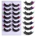 thumbnail image 5 of Pestañas postizas densas coloridas (7 colores) Pestañas 3D naturales Forma de ojo de gato Pestañas de visón Tira esponjosa, 5 of 5