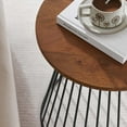 thumbnail image 4 of Valeo Round Wood and Metal Side Table in Walnut, 4 of 9