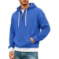 thumbnail image 2 of Fanshiluo Men's Waffle Quarter Zip Long Sleeve Pullover Hoodie,Contrast Color Hem Kangaroo Pocket Loose Fit Tops,L,Big and Tall Men, 2 of 5