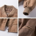 thumbnail image 5 of Men's Baseball Leather Jacket Vintage bomber Suede Jackets (2XL, Cognac), 5 of 6