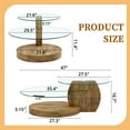 thumbnail image 3 of JUFU 47'' Modern Oval Glass Coffee Table, 2-Tier Living Room Table with Dark Wood Color Base, 3 of 12