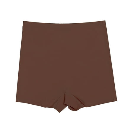 

QWERTYU Womens Seamless Stretch Underwear Panties Anti Chafing Soft Seamless Boxer Briefs Boyshort Brown L