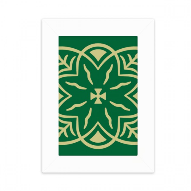 Verde estilo Patron decorativo de Talavera Marco de Fotos de escritorio imagen Blanco Pintura arte 5x7 pulgadas