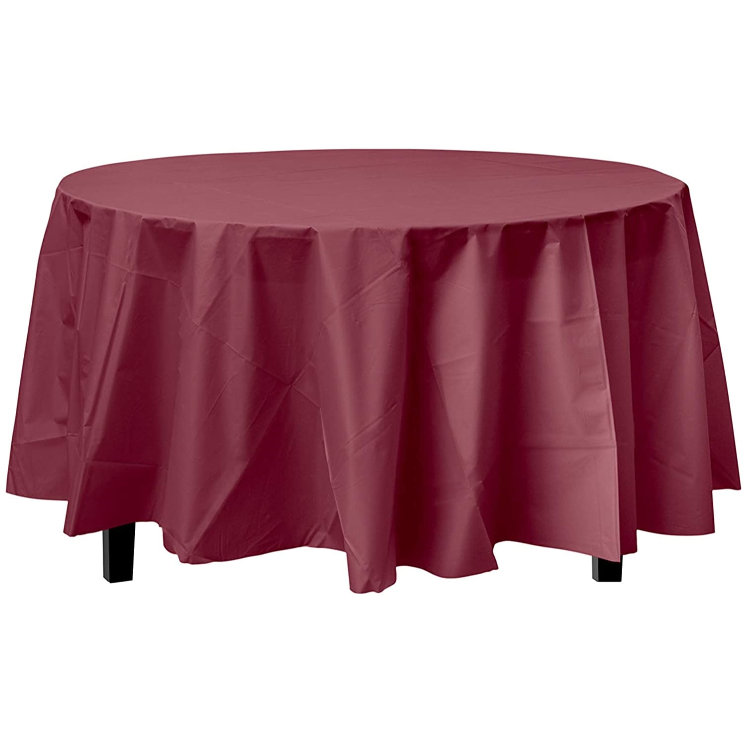 Exquisite 84” Round Tablecloth Cover Burgundy Disposable