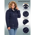 thumbnail image 5 of Wantdo Women's Plus Size Long Winter Puffer Coats Water-Repllent Thicken OverCoat Navy 2X, 5 of 9