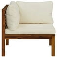 thumbnail image 3 of 2pc Outdoor Modular Corner Sofa, Square Acacia Wood, White Polyester, 3 of 5