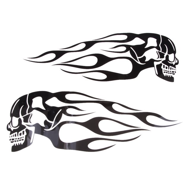 Black 34.2 x 12.8cm Flame Decals Stickers Gas Tank Motorcycle Custom