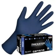Thickster Powdered Latex Disposable Gloves. Size Large. Blue Color, 14 mil Thickness, 12" Length. Fully Textured for Superior Grip. Single Use. Pack of 50. (6603)