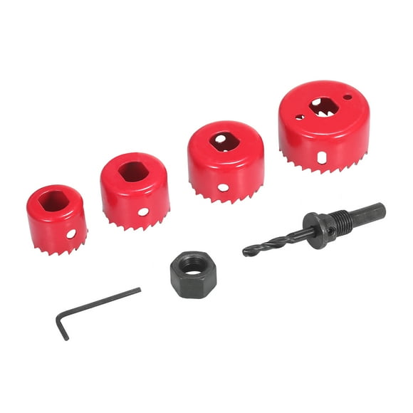 Bi-metal Hole Saw Kit 6Pcs Assorted Heavy-duty Hole Saw Set with 4 Saw of 32/38/44/54mm, 1 Mandrel, 1 Hex Key for Metal Wood Plasterboard PVC Downlight