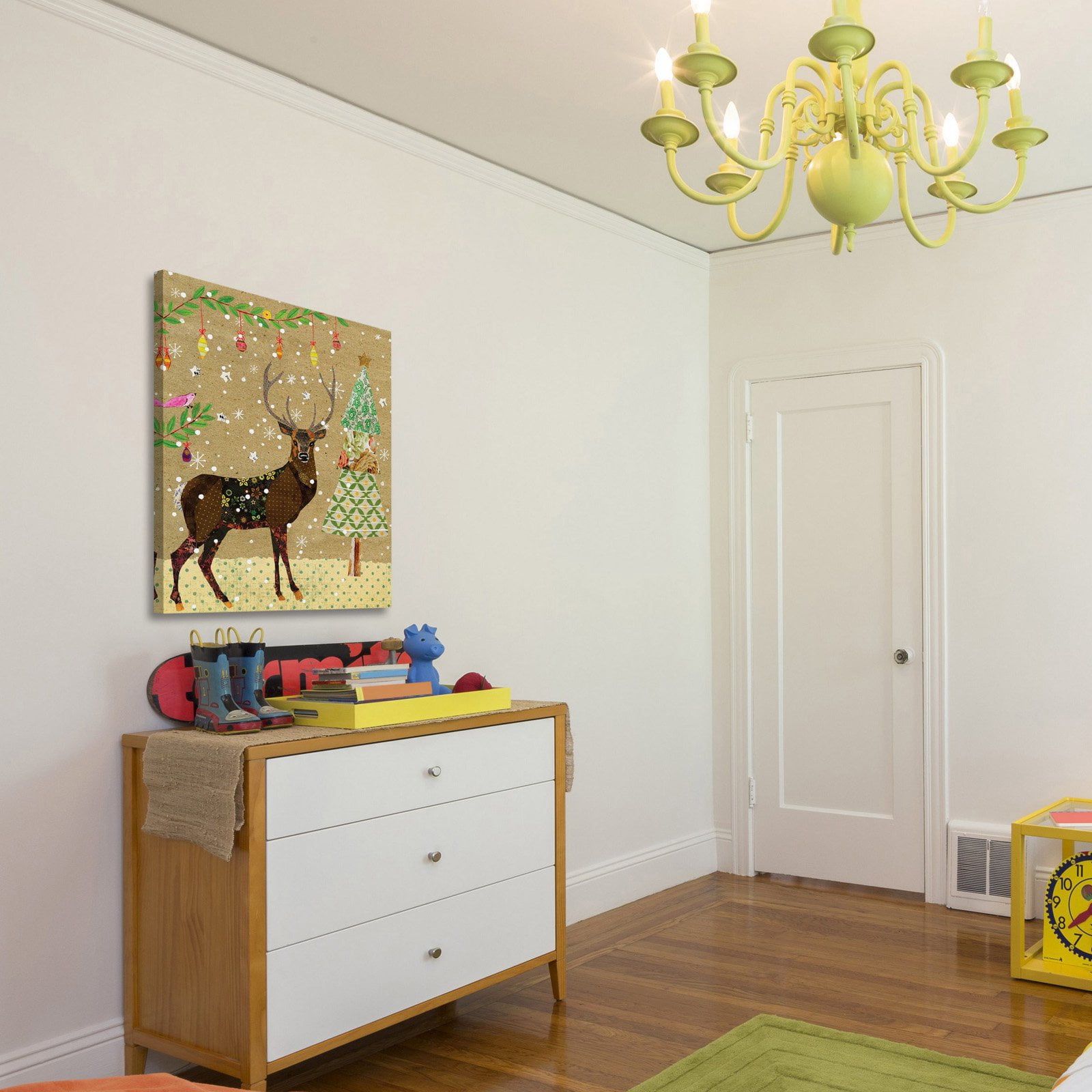 Marmont Hill Christmas Reindeer Print on Wrapped Canvas