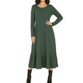 thumbnail image 2 of Women's Fall Winter Half High Neck Dress - Long Sleeve Slim Fit, Waist Cinched A-Line Design, Soft Brushed Warm Fabric, Practical & Stylish Outfits for Cold Days, Office & Casual Gatherings, 2 of 9