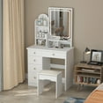 thumbnail image 3 of KULAGAGA Makeup Vanity with 5 Drawers and Shelves, Vanity Set with Mirror and Light for Bedroom, Makeup Organizer Dressing Table, White, 3 of 8