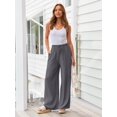 thumbnail image 2 of XINQIHANG Pantalon Palazzo d'Été en Lin pour Femmes, Jambes Larges et Fluides, avec Poches, 2 of 6