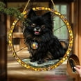 thumbnail image 4 of 2D Flat, 1pc Black Pomeranian Sun Catcher - 8x8 Acrylic Hanging Decoration with Vibrant Floral Wreath, Art Deco Animal Theme Wall Art for Living Room, Window, Farmhouse, Office, Patio, 4 of 7