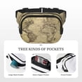 thumbnail image 5 of Ratiio Vintage World Map Pattern Square Double Layer Waist Bag, Durable Twill Fabric Waist Pack with Adjustable Belt,Outdoor Hiking, Running, Travel Waist Bag, 5 of 6