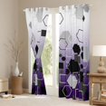 thumbnail image 3 of Erosebridal Gold Minimalist Hexagon Square Blackout Curtains Set of 2 (52x84 Each) For Teens,Boys Girls Geometric Honeycomb Window Curtains,Black Purple, 3 of 6