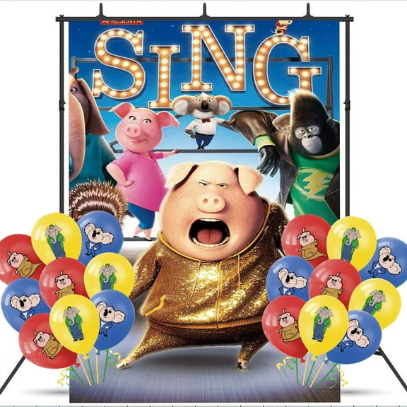 Sing Movie Party Decorations Backdrop Banner Balloons Taspestry Wall Decor Background Poster Decor Supplies