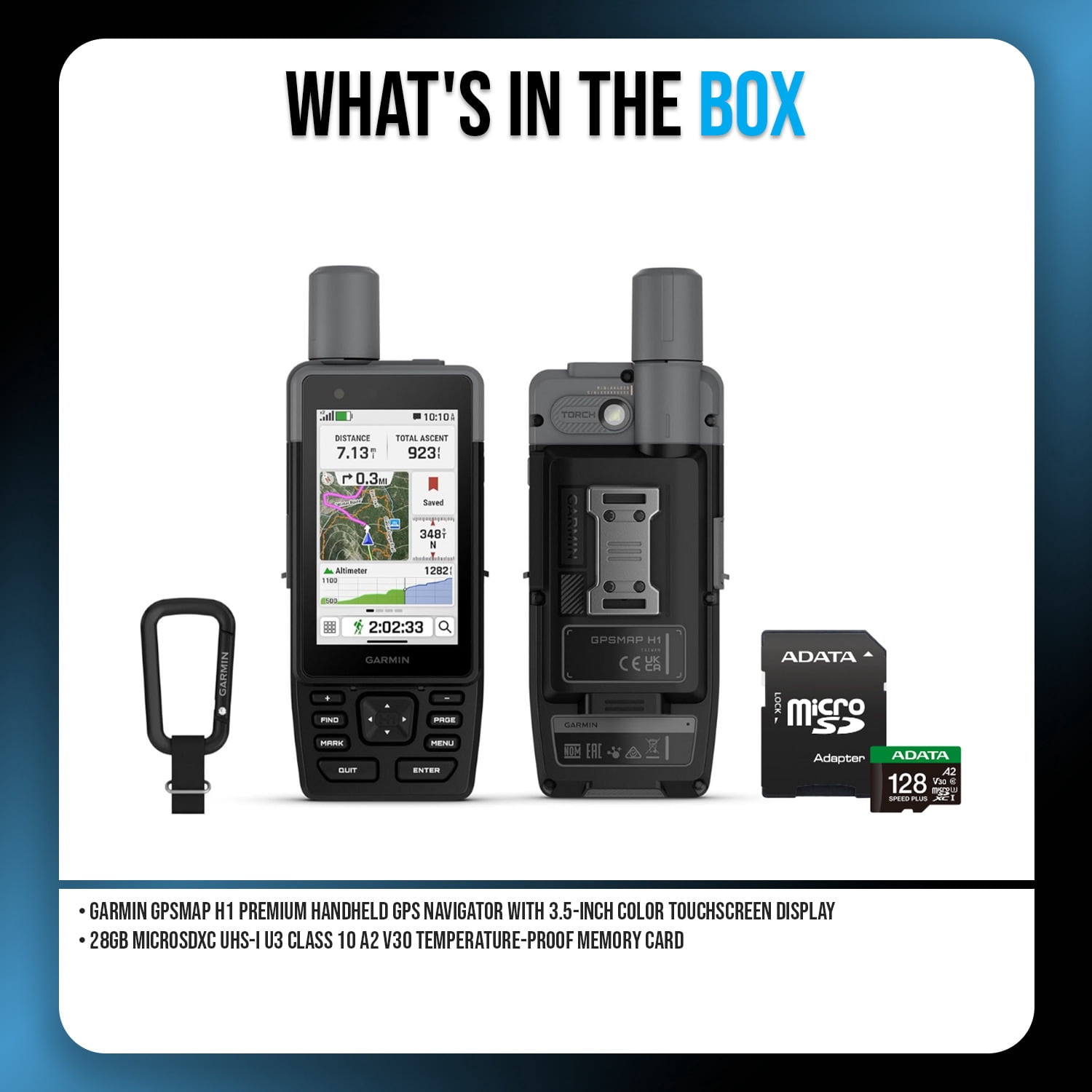 Garmin GPSMAP H1 Premium Handheld GPS Navigator Bundle with 128GB MicroSD Card (2-Item)