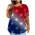 thumbnail image 2 of Fiudx Ropa de Mujer Top Informal de Gran Tamaño con Cuello Redondo para Mujer, Top de Manga Corta con Estampado de Independencia Degradado Sexy de Verano, Regular, 2 of 6