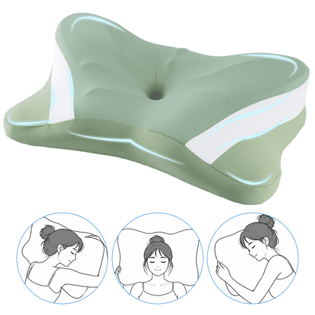 EDX Cervical Contour Memory Foam Pillow  Memory Foam Neck Pillow for Sleeping  Cooling Pillow for Side Back Stomach Sleepers  Green