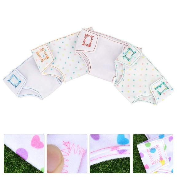 FELTECHELECTR 4Pcs 6.09X3.93X0.20Inch Nappies for 18 Inch Doll Washable Reusable