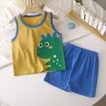 thumbnail image 2 of HCNTES Kids Clothes Boys Toddler Outfit Sets Child Spring Summer Cotton Round Neck Print Sleeveless Casual Size 1t 2t 3t 4t 5t 6t T-Shirt + Shorts T Shirt Set 2PCS Size 18-24 Months,z1-Blue, 2 of 5