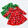 thumbnail image 6 of Toimothcn Toddler Baby Girls Dress Long Sleeve Lapel Christmas Santa Printed Dress Ruffled Warm Loose Fit Sundress Lovely Girl'S Festival Clothing, 6 of 9