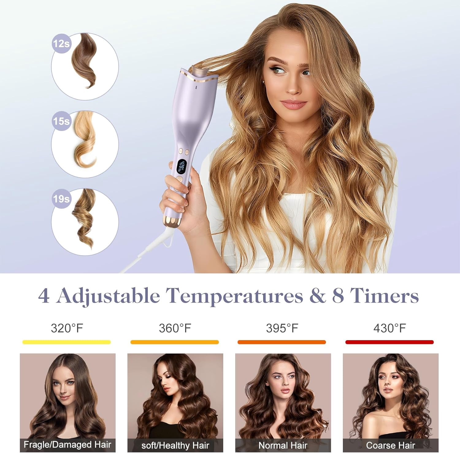 Automatic Hair Curler with Anti-Scald & Anti-Tangle Technology, 1" Rotating Ceramic Barrel with 4 Heat Settings, One-Touch Smart Curling Iron for Beginners