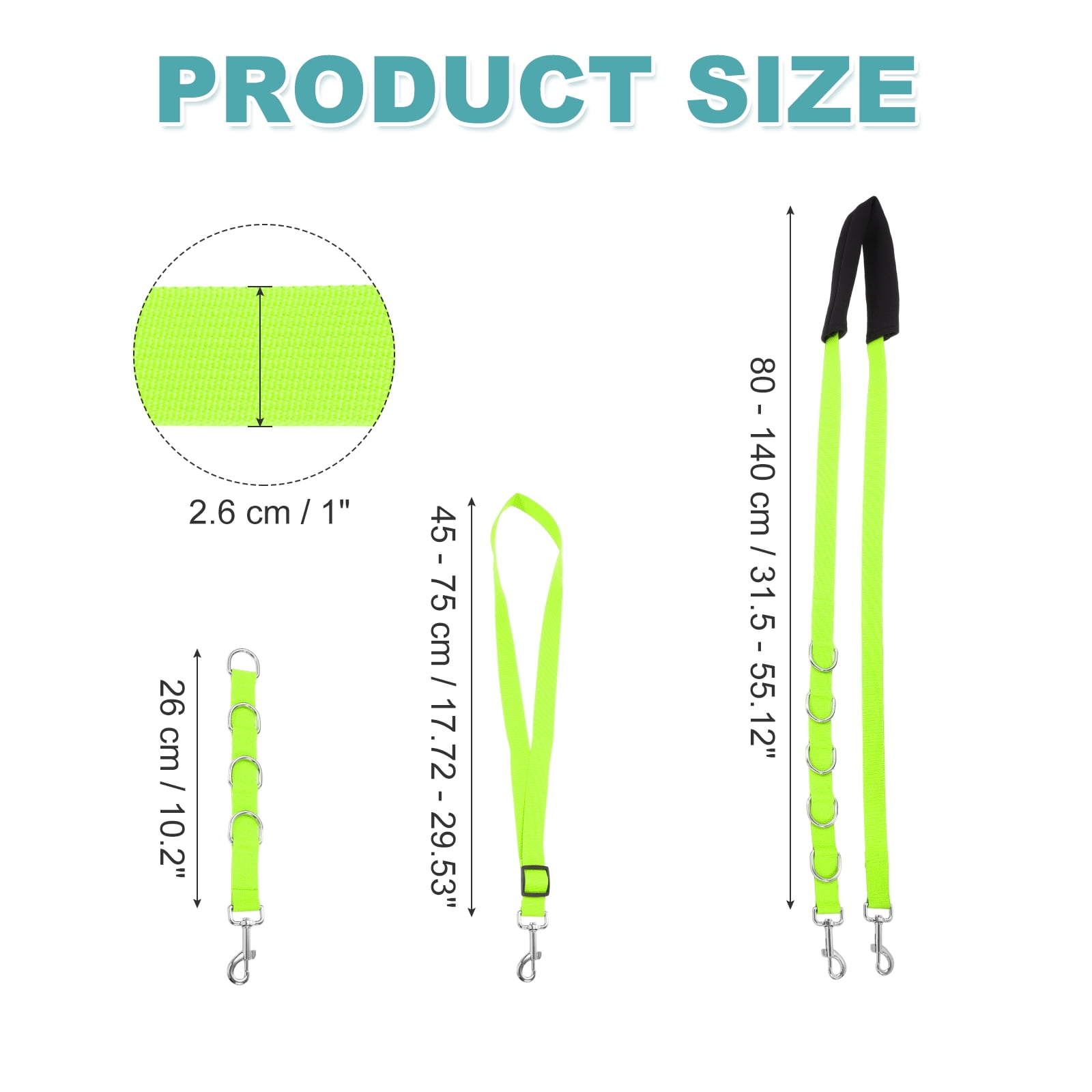 Uxcell Dog Grooming Belly Strap, Pet Grooming Loops Grooming Harness Table Arm Extender with D-Rings Restraint Leash (Fluorescent Green, 3 Pcs), for Small Medium Dogs Hair Cutting Washing