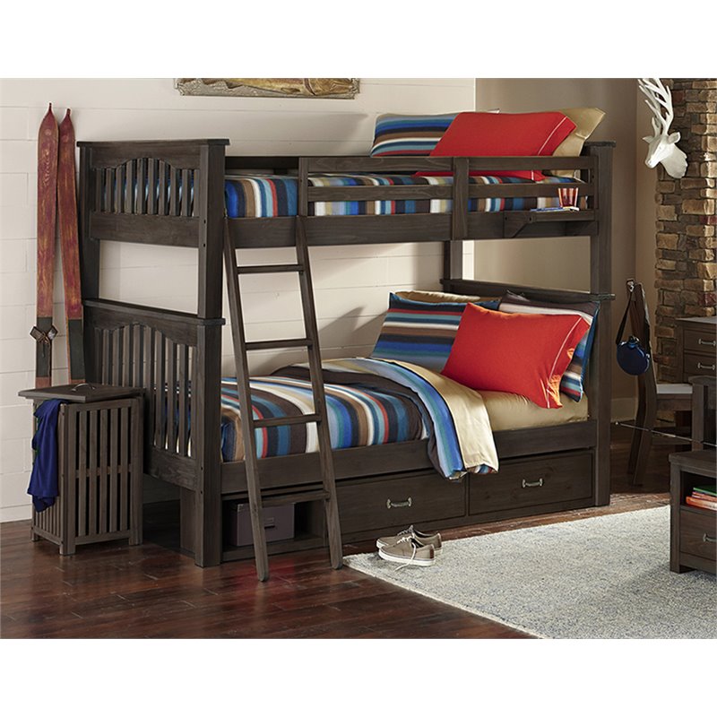 NE Kids Highlands Harper Full Over Full Storage Bunk Bed in Espresso