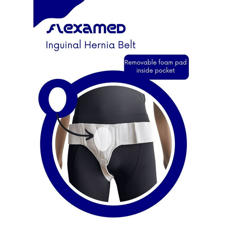 FlexaMed Right Side Inguinal Hernia Groin Belt with Compression Pad White  Small 