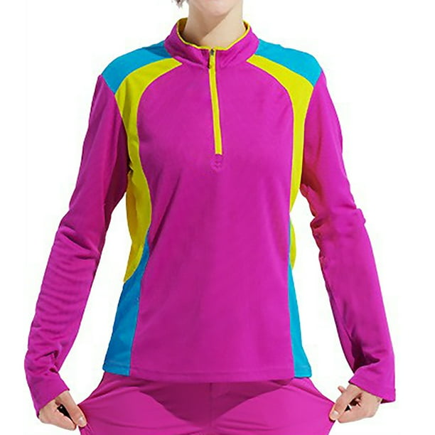 MHFRRA Camiseta de Manga Larga con Protección Solar para Mujer, Ligera, de Secado Rápido, para deportes Al Aire Libre, Senderismo y Montañismo. Rosa Fuerte