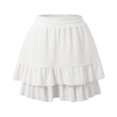 thumbnail image 5 of MIXUE Skirts For Women Summer Solid Color Ruffled Elastic Waist Casual Comfortable Mini Tennis Skirt Daily-Wear,White,XL, 5 of 9