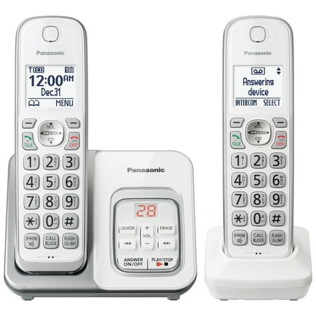 panasonic cordless home phone 2 handsets call block digital answering machine - kx-tg3812w