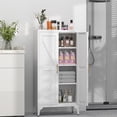 thumbnail image 2 of White Metal Storage Cabinet, 47" Steel Cabinets for Home Office, Kitchen Pantry Storage Cabinet with Doors and 3 Adjustable Shelves, for Office, Home, Garage, School, 2 of 9